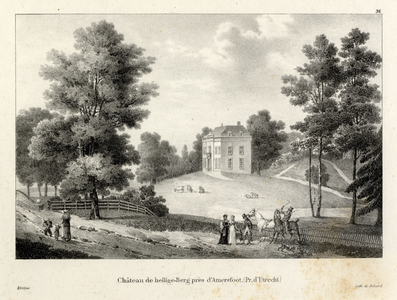 201420 Gezicht op het huis Heiligenberg bij Leusden in het omringende landschapspark.01-01-1825-31-12-1830